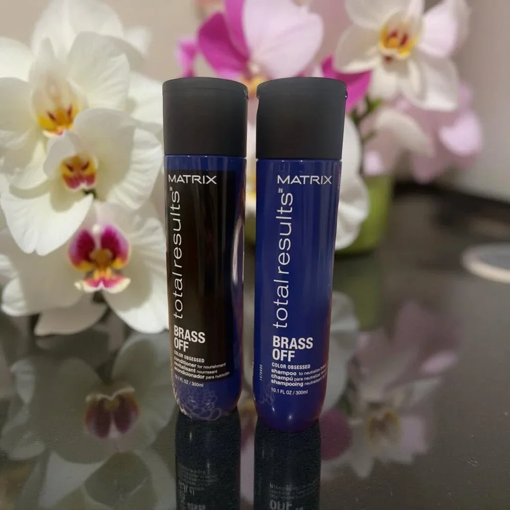 Matrix Brass Off Shampoo, Conditioner 10.1 oz & All In one Toning Leave In Spray